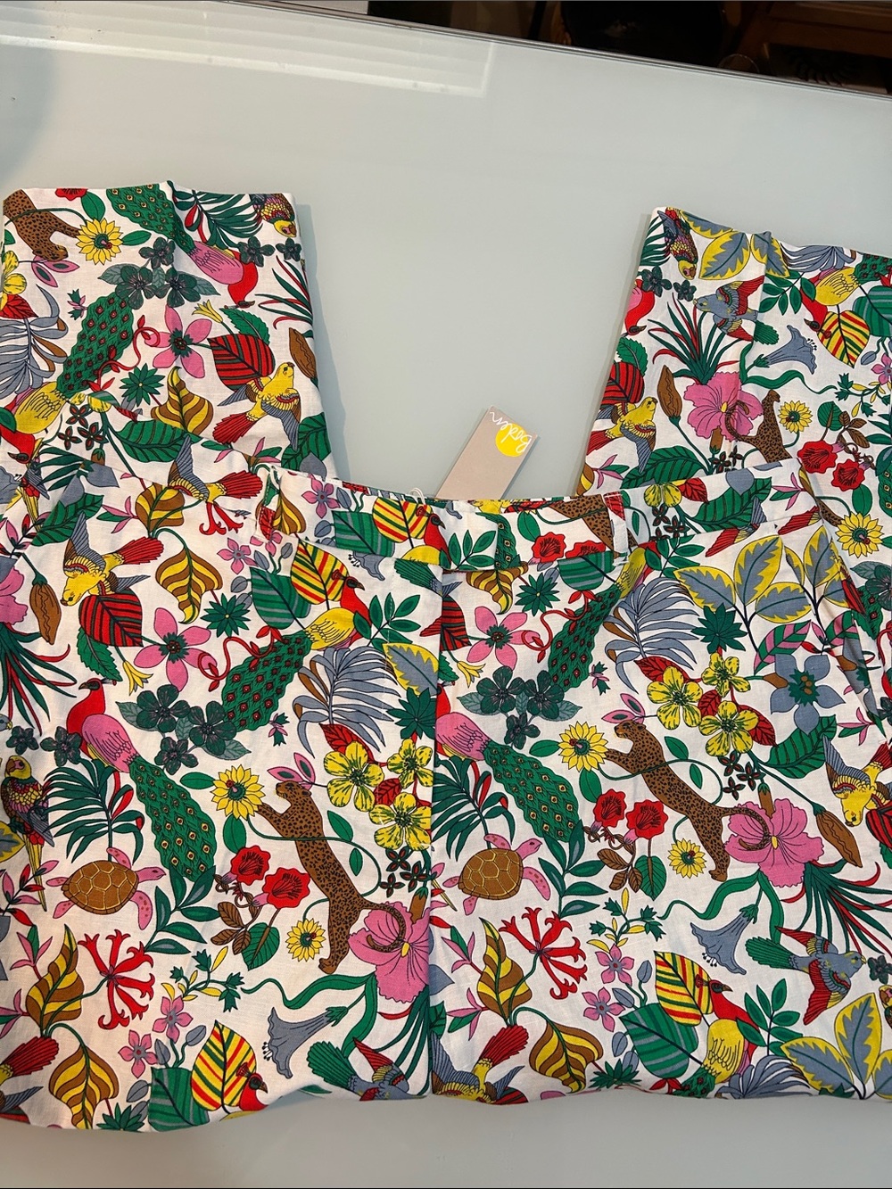 NWT Boden Multicolor Floral tropical animal  Straight-Leg Pants  linen cotton - Picture 8 of 14
